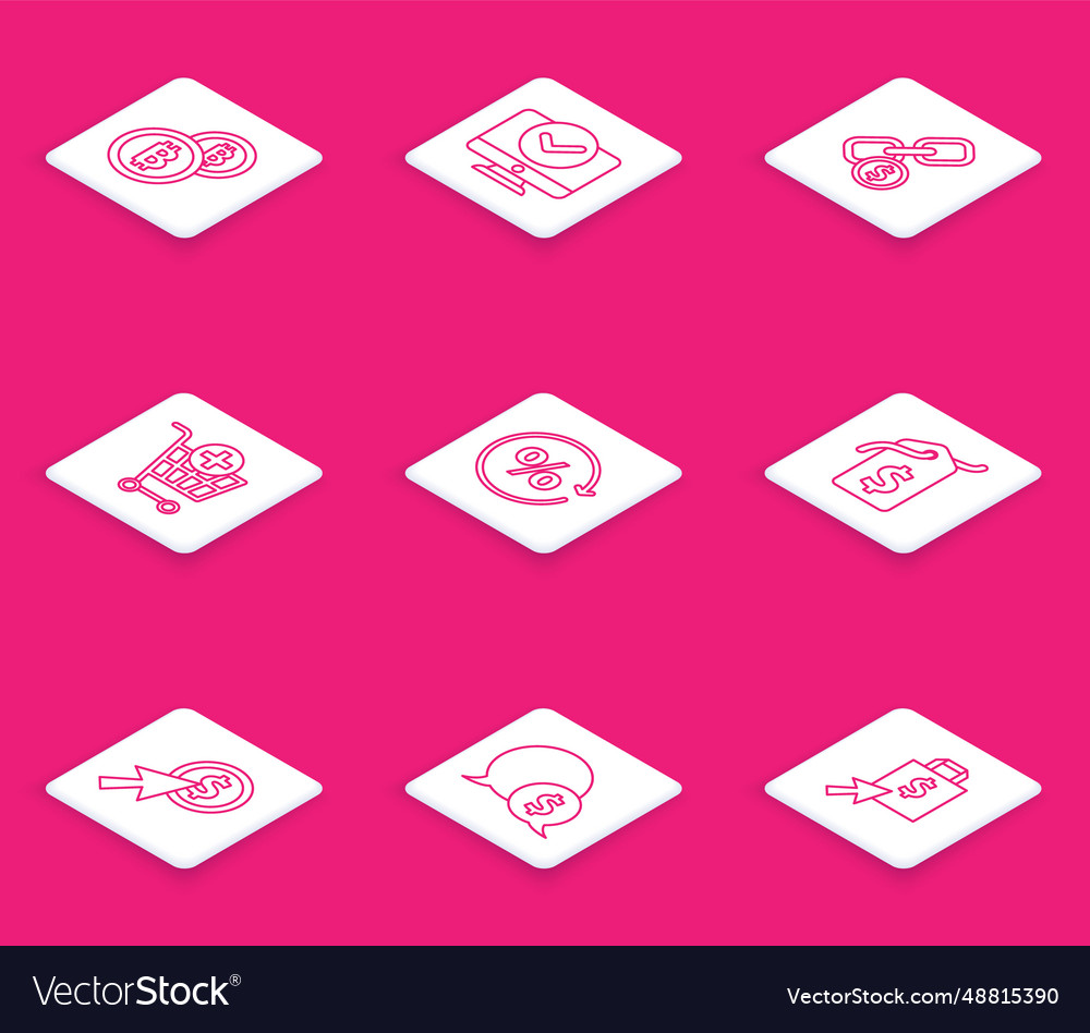 Set line cryptocurrency coin bitcoin computer vector image Set line cryptocurrency coin bitcoin computer
