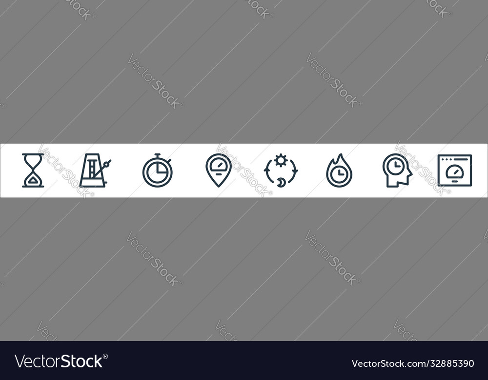 Speedometer and time line icons linear set vector image Speedometer and time line icons linear set