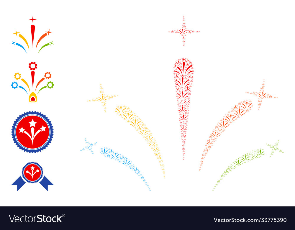 Star fireworks recursive mosaic self items vector image Star fireworks recursive mosaic self items