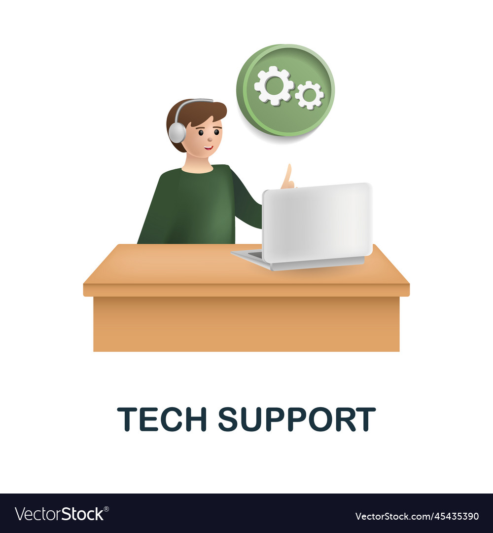 Tech support icon 3d from engineering collection vector image Tech support icon 3d from engineering collection