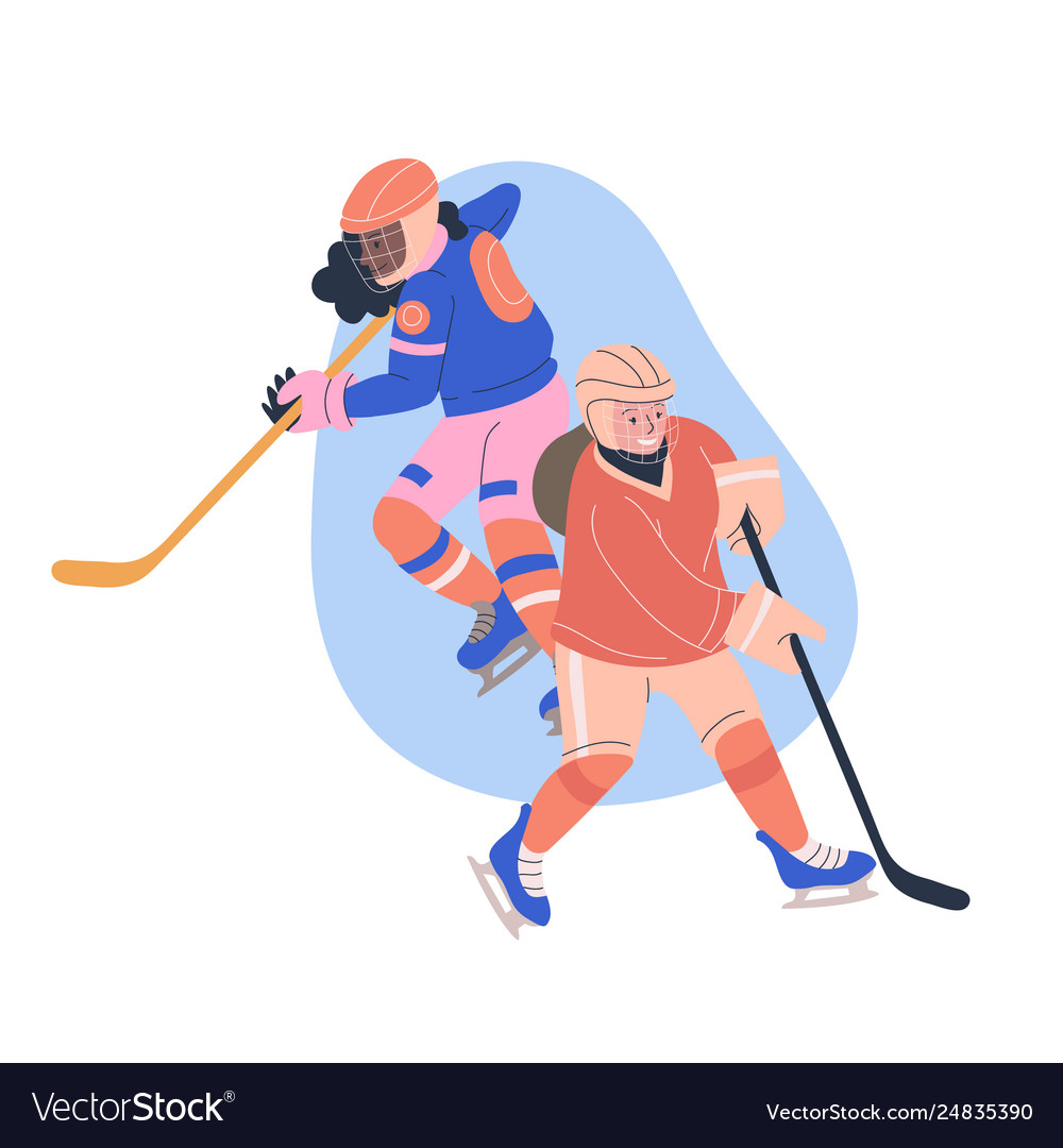 Teenager girls playing ice hockey game Royalty Free Vector