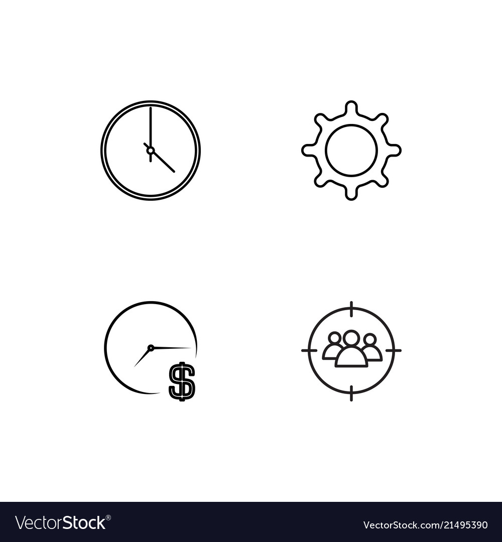 Time linear icons set simple outline