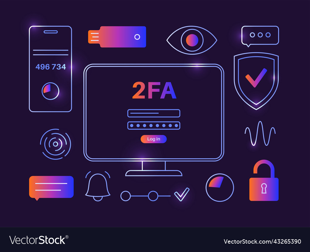 Two factor authentication vector image Two factor authentication