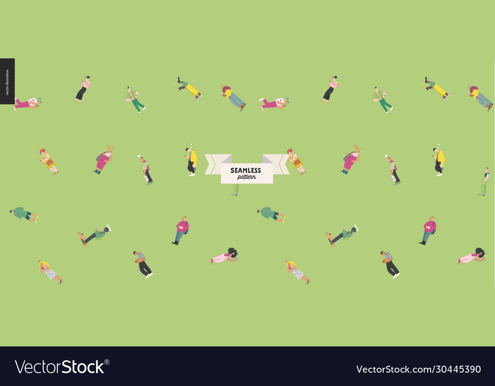 Waiting in line seamless pattern vector image Waiting in line seamless pattern