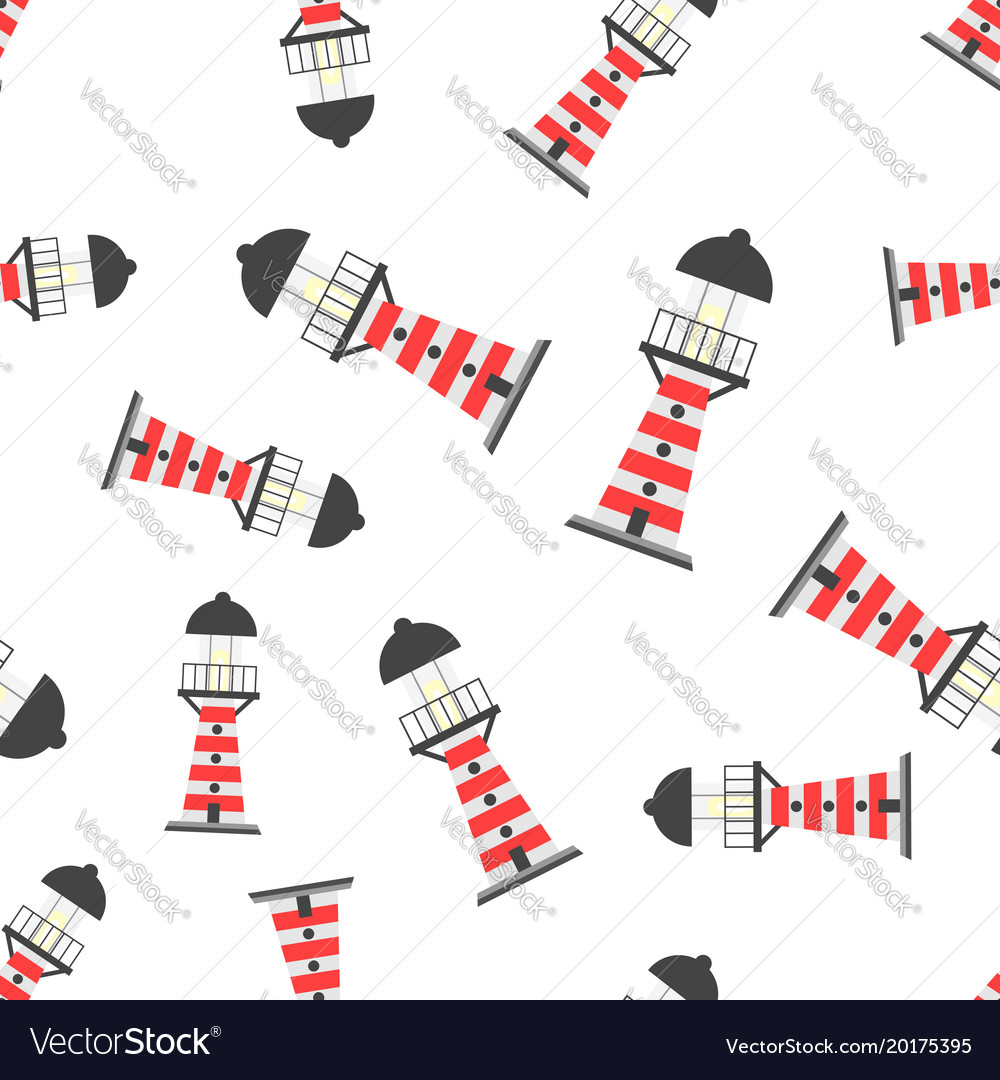 Beacon lighthouse seamless pattern background