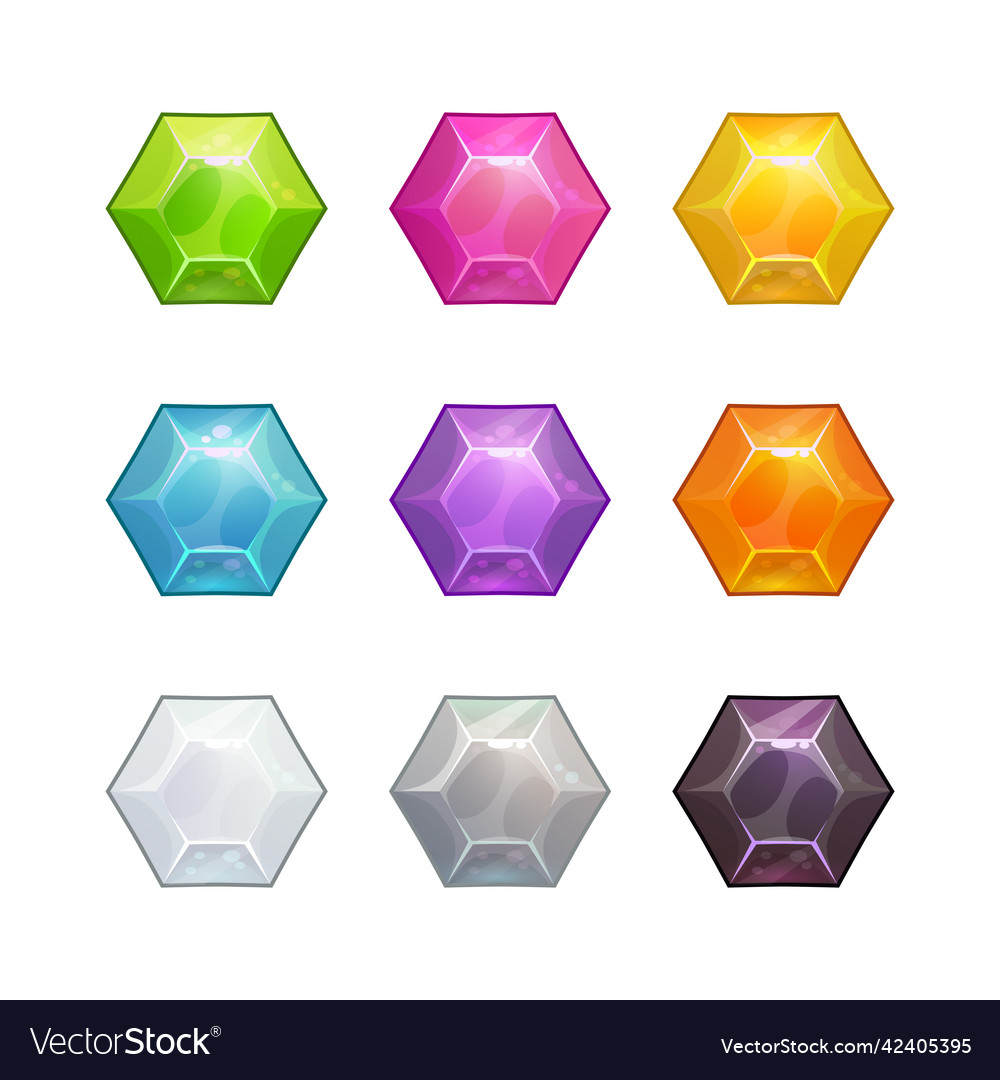 Cartoon polygonal crystal assets for game design