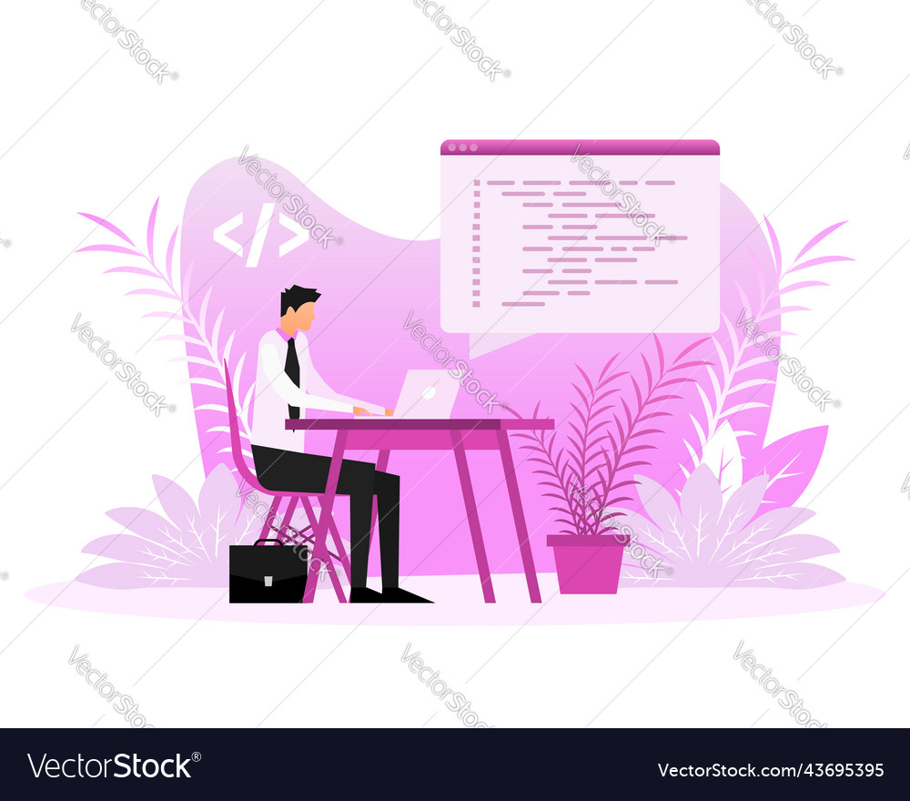 Computer programming or developing software vector image Computer programming or developing software