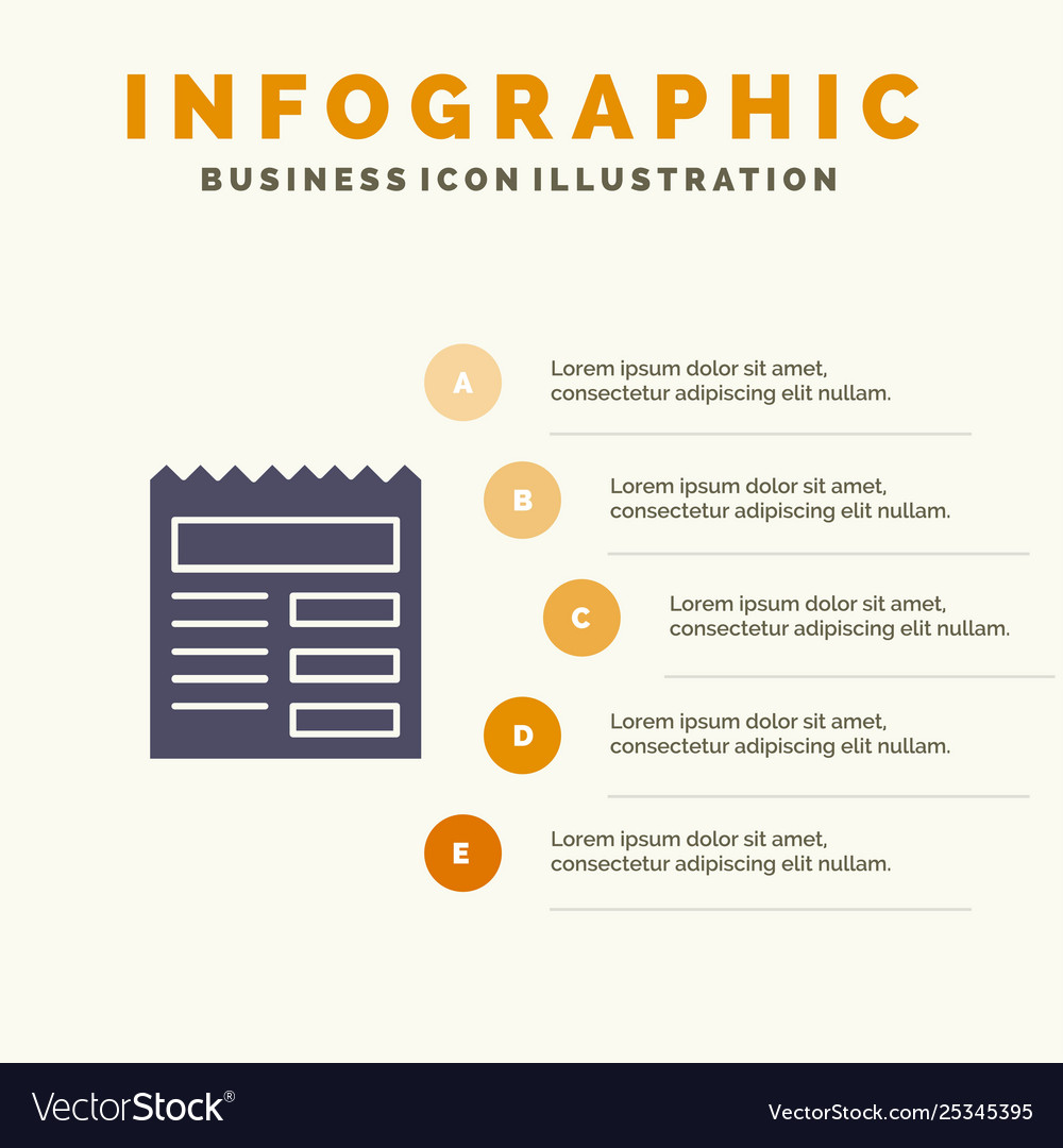 Document text basic ui solid icon infographics 5 vector image Document text basic ui solid icon infographics 5