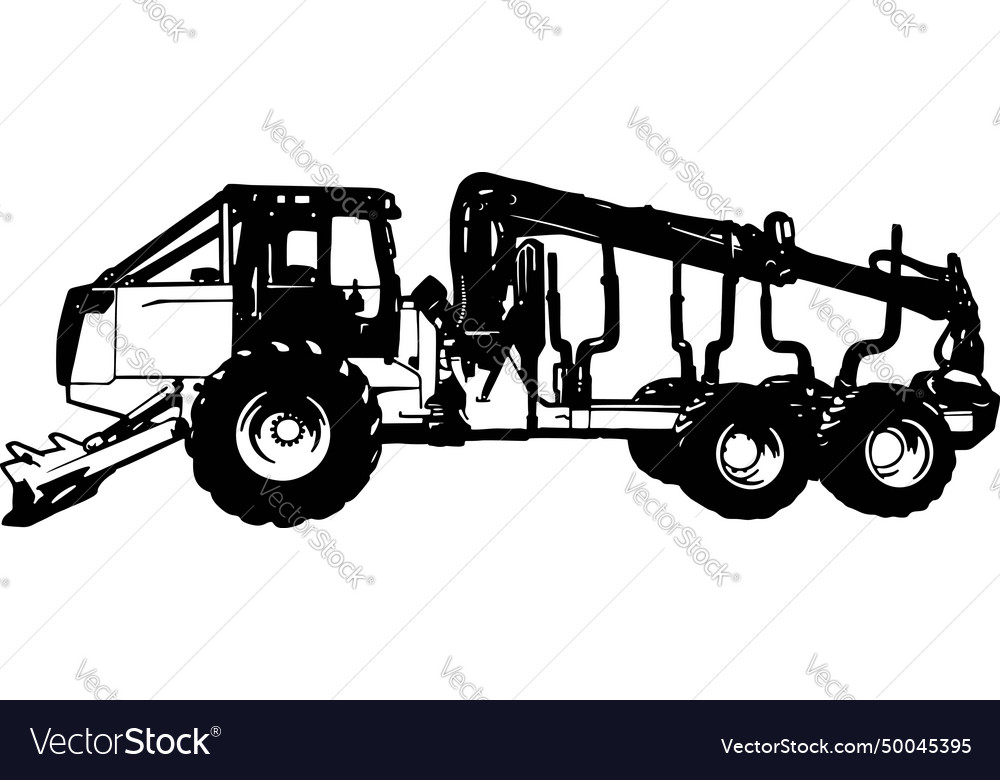 Forwarder - special vehicle - heavy machinery Vector Image