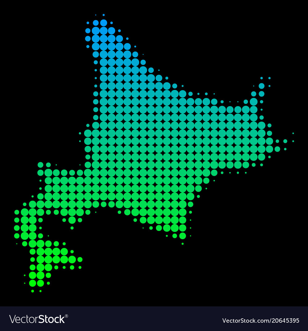 Halftone hokkaido island map