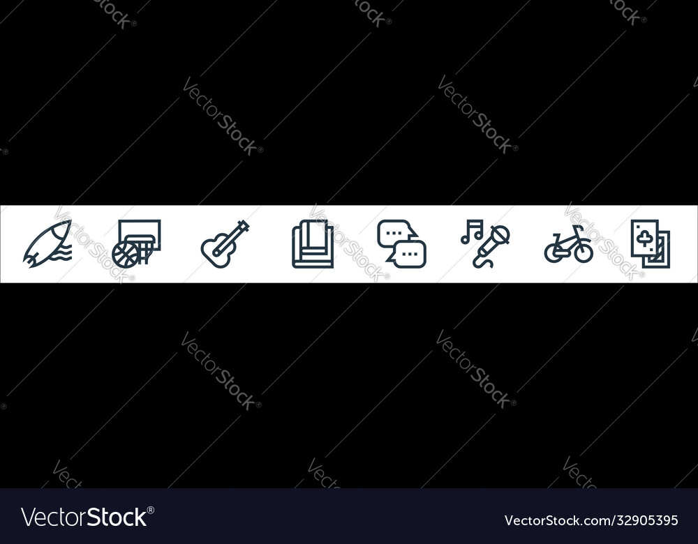 Hobbies line icons linear set quality