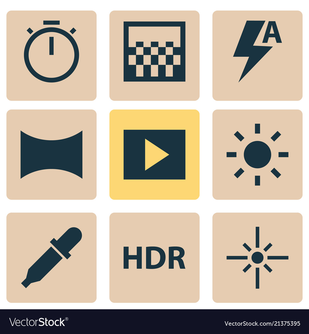Image icons set with automatic hdr slideshow vector image Image icons set with automatic hdr slideshow