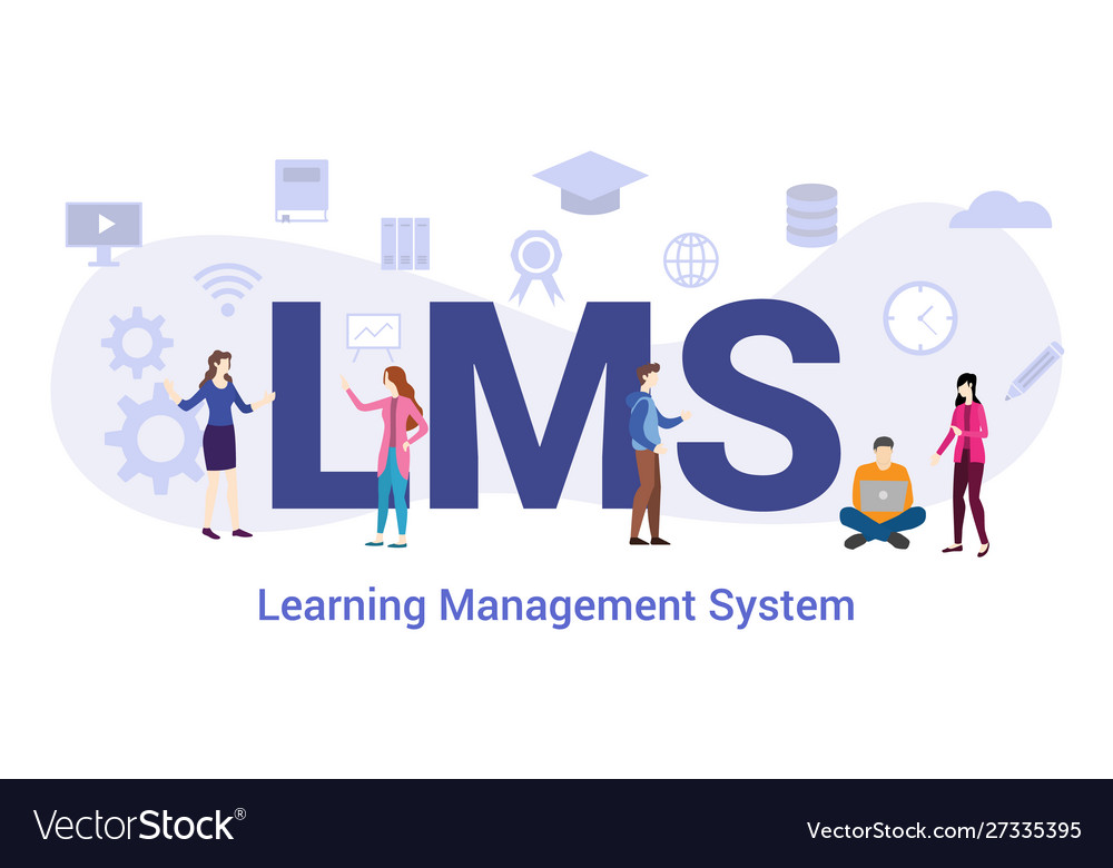 Lms Learning Management System Concept With Big Vector Image