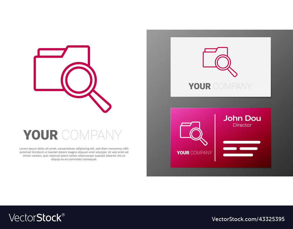 Logotype line search concept with folder icon vector image Logotype line search concept with folder icon