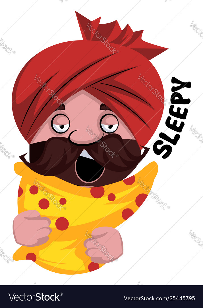 Man with turban sleepy on white background