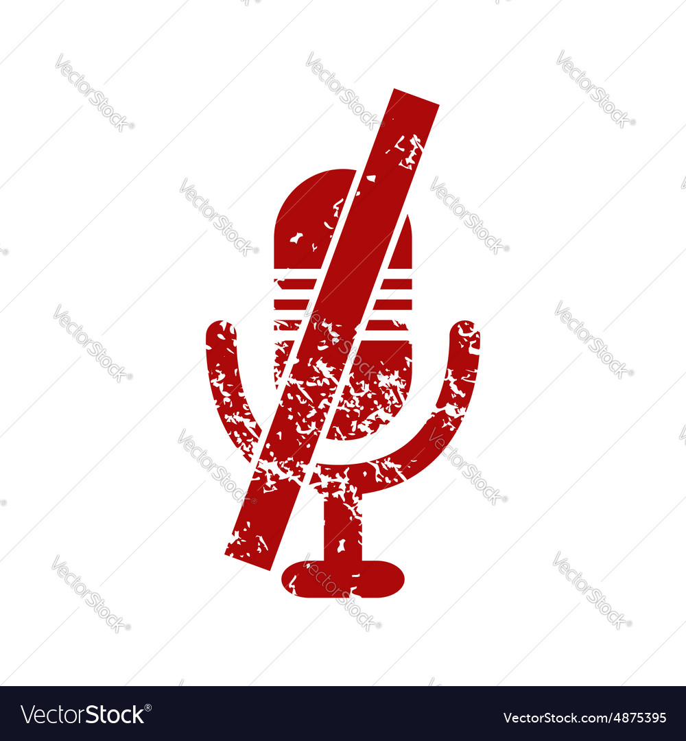 Muted microphone red grunge icon