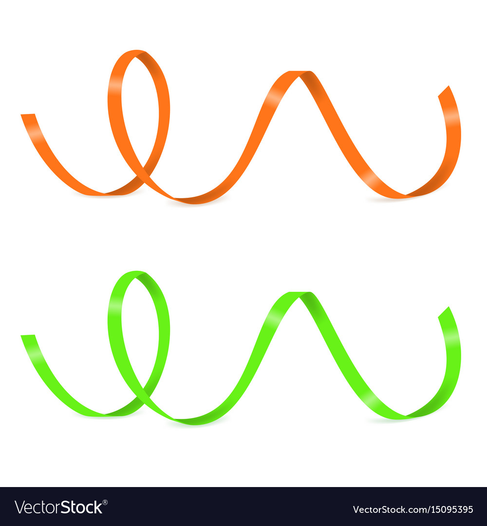 Ribbon swirl set orange and green swirled Vector Image