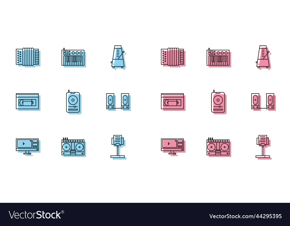 Set line video recorder or editor software vector image Set line video recorder or editor software