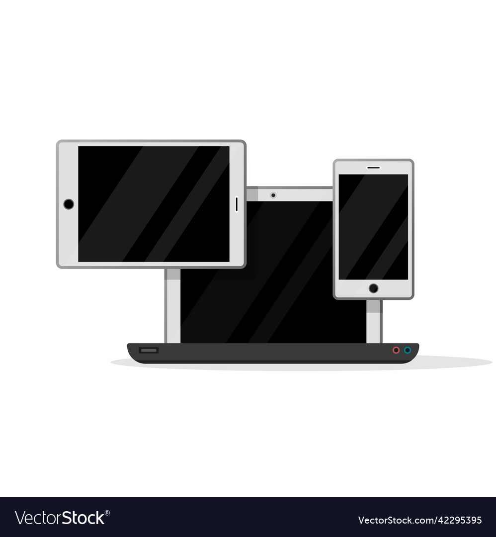 Set of computer in simple flat style vector image Set of computer in simple flat style