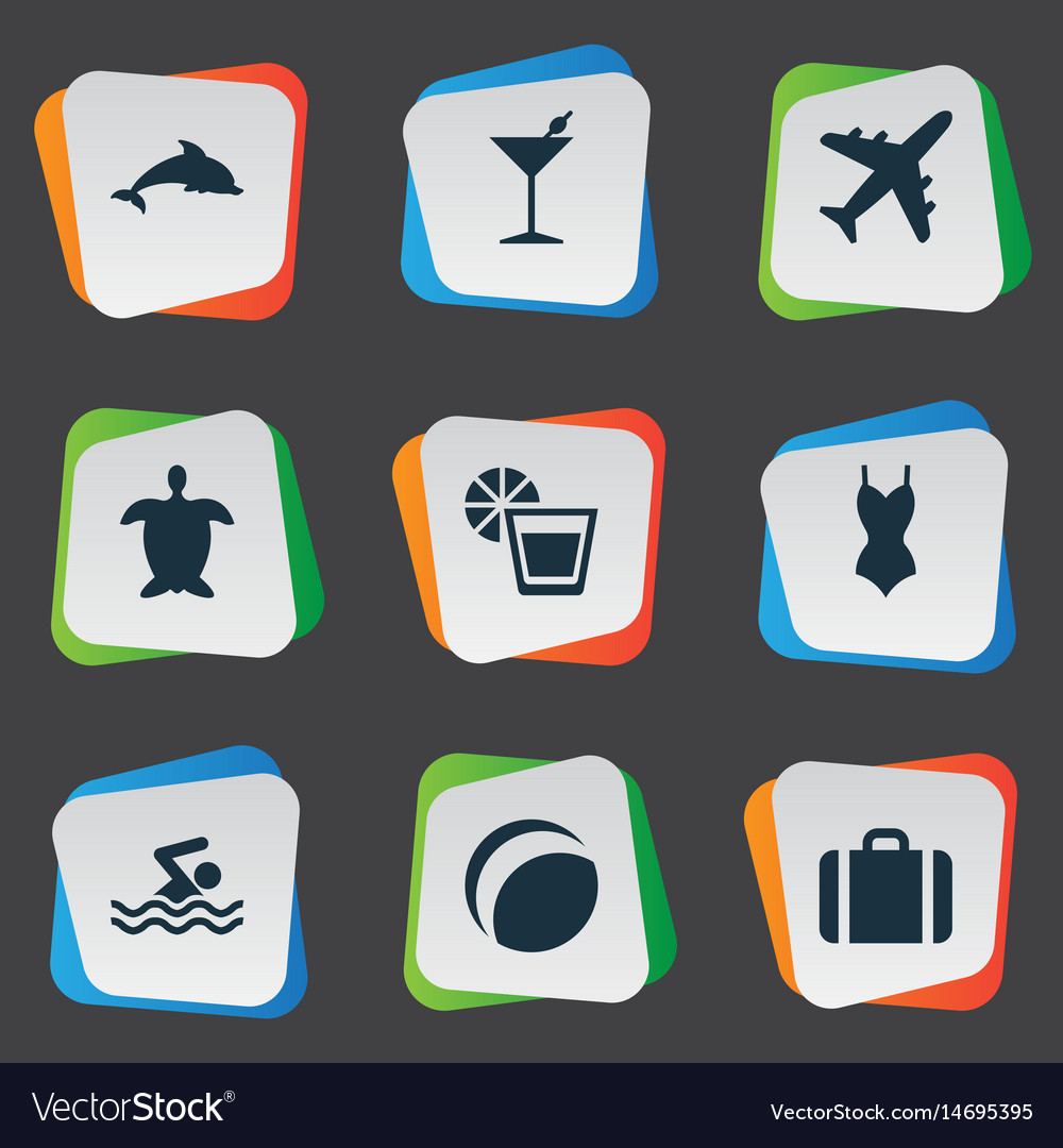 Set of simple seaside icons