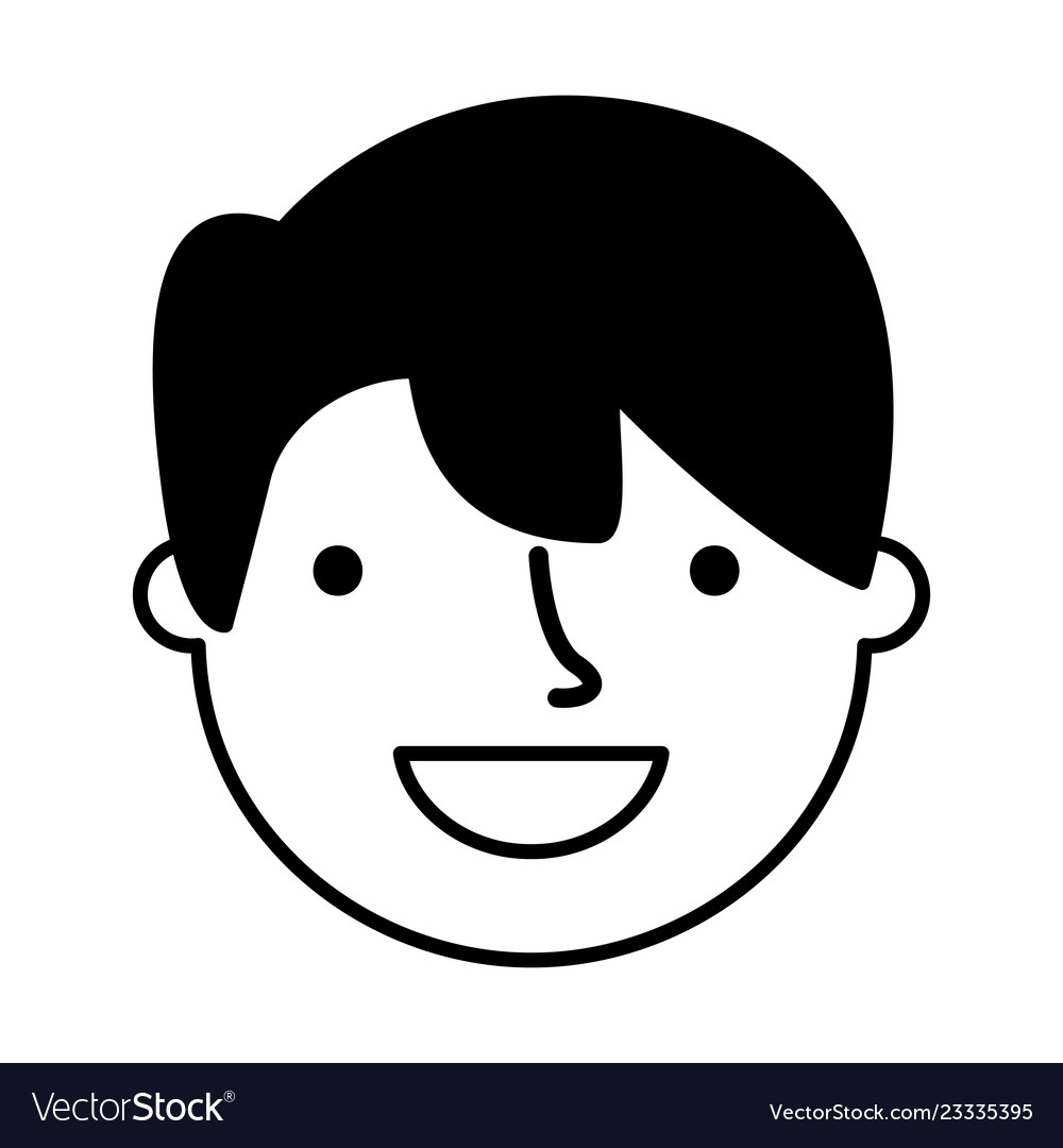 Kind Smiling Boy Face (Black)