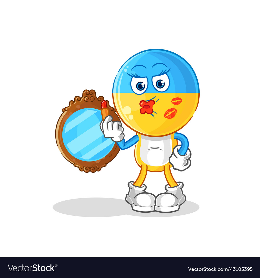 Ukraine flag head make up mascot cartoon