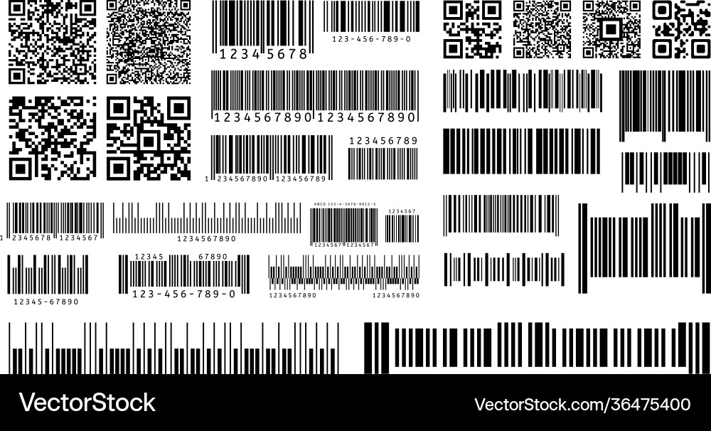Bar code product barcodes and qr codes for Vector Image