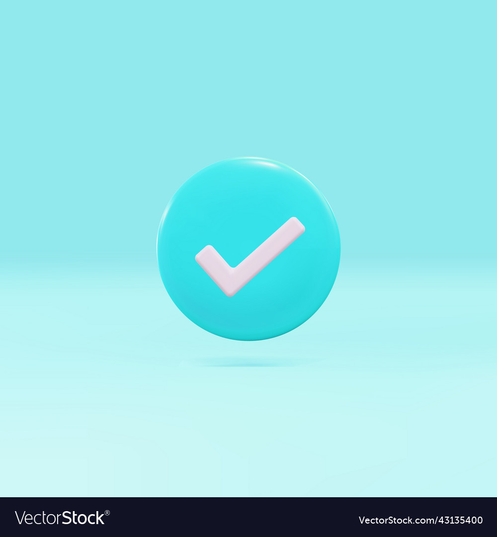 Bright round check mark button app icon vector image Bright round check mark button app icon