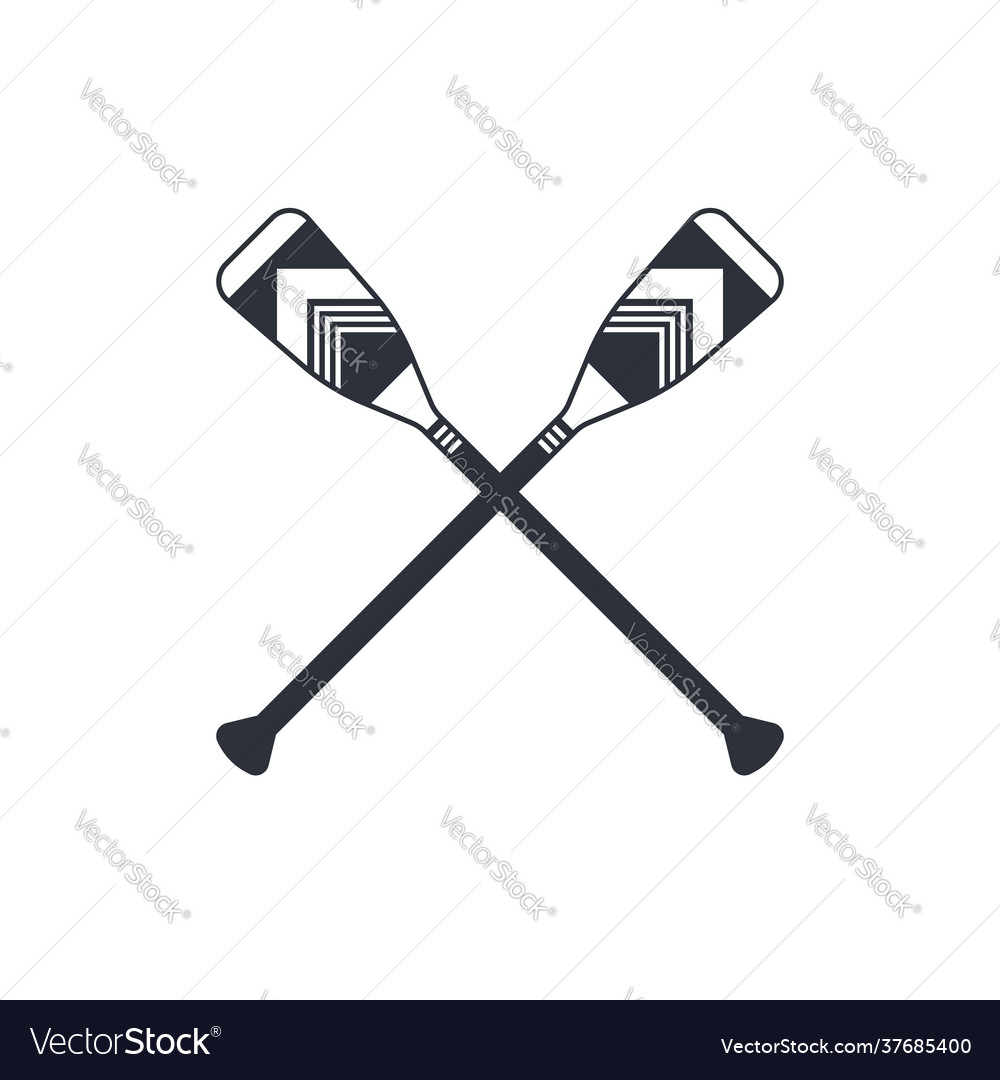Crossed oar sign in flat style vector image Crossed oar sign in flat style