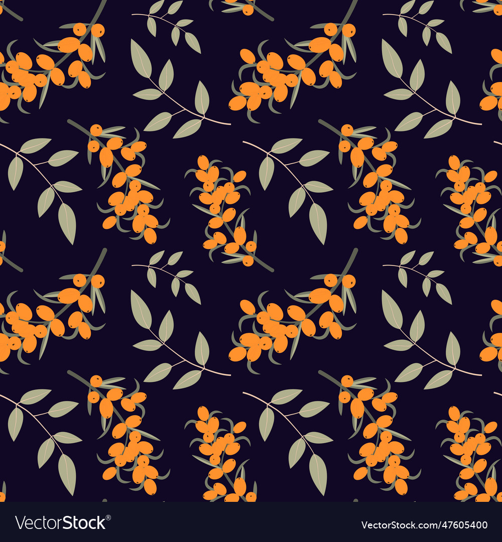 Cute sea buckthorn seamless pattern bright