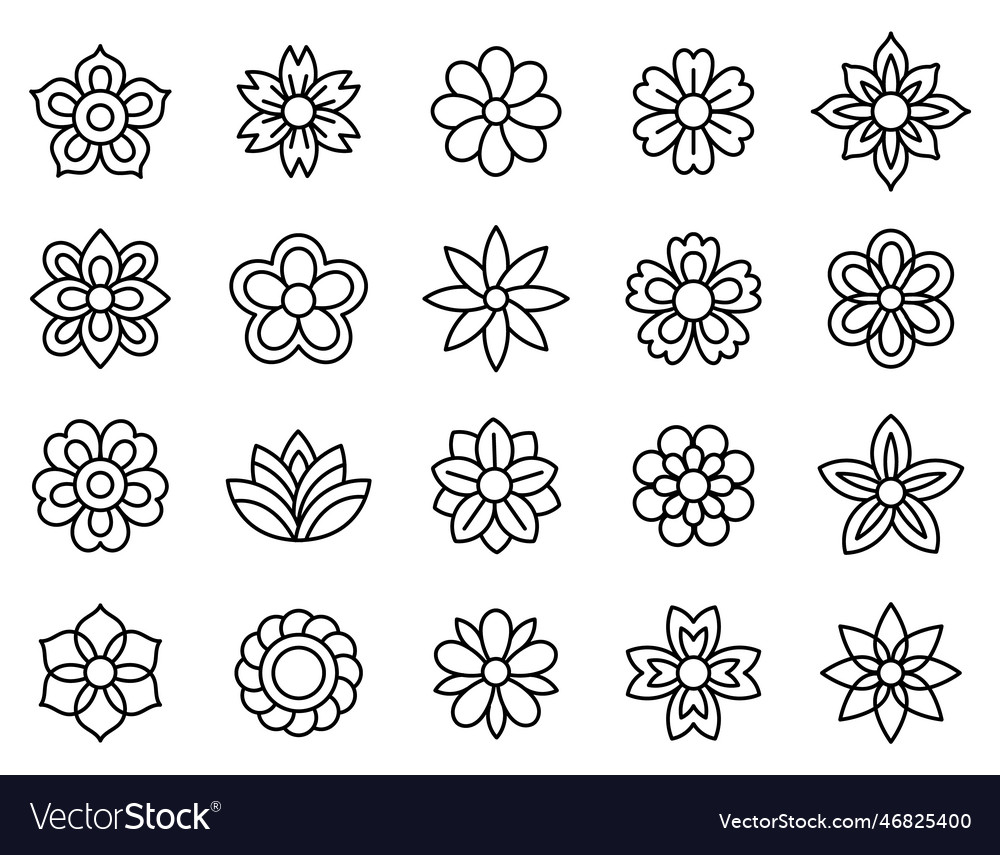 Floral linear icons Royalty Free Vector Image - VectorStock