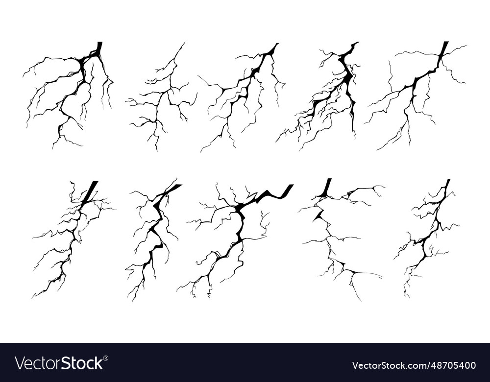 Lightning strike bolt silhouettes Royalty Free Vector Image