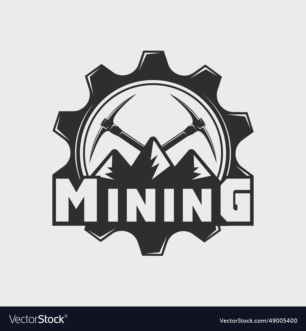 Mining logo line art vintage template icon