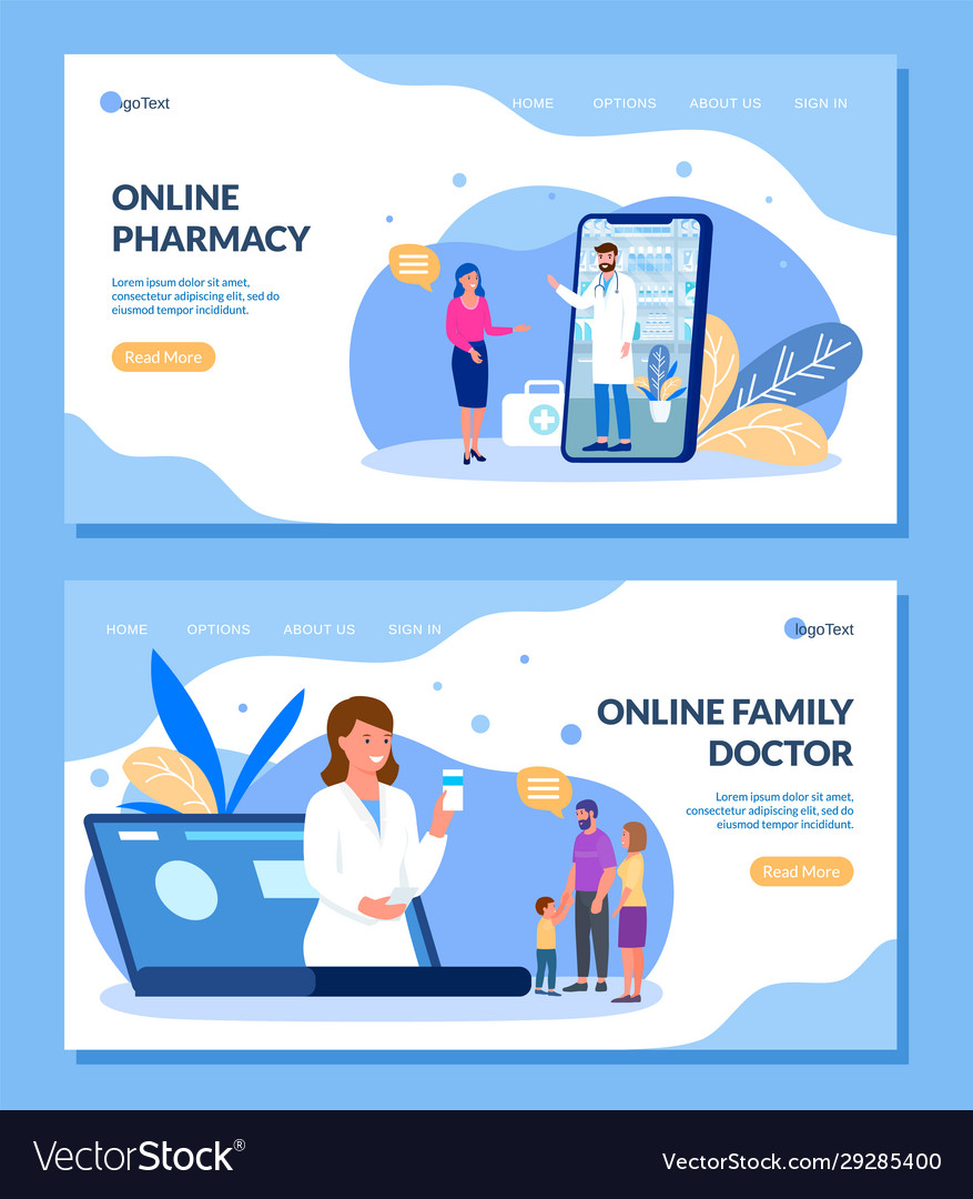 Online Doctor And Pharmacist For Family Royalty Free Vector