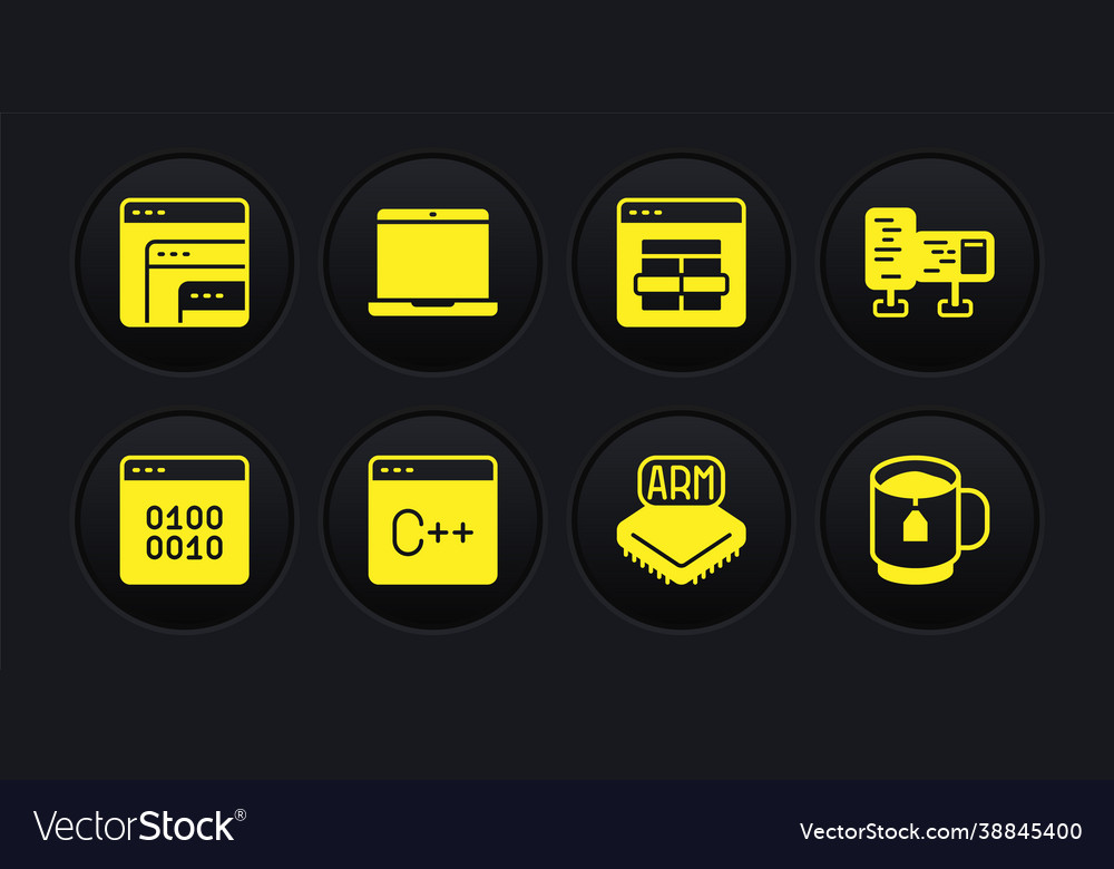 Set binary code computer monitor screen software vector image Set binary code computer monitor screen software