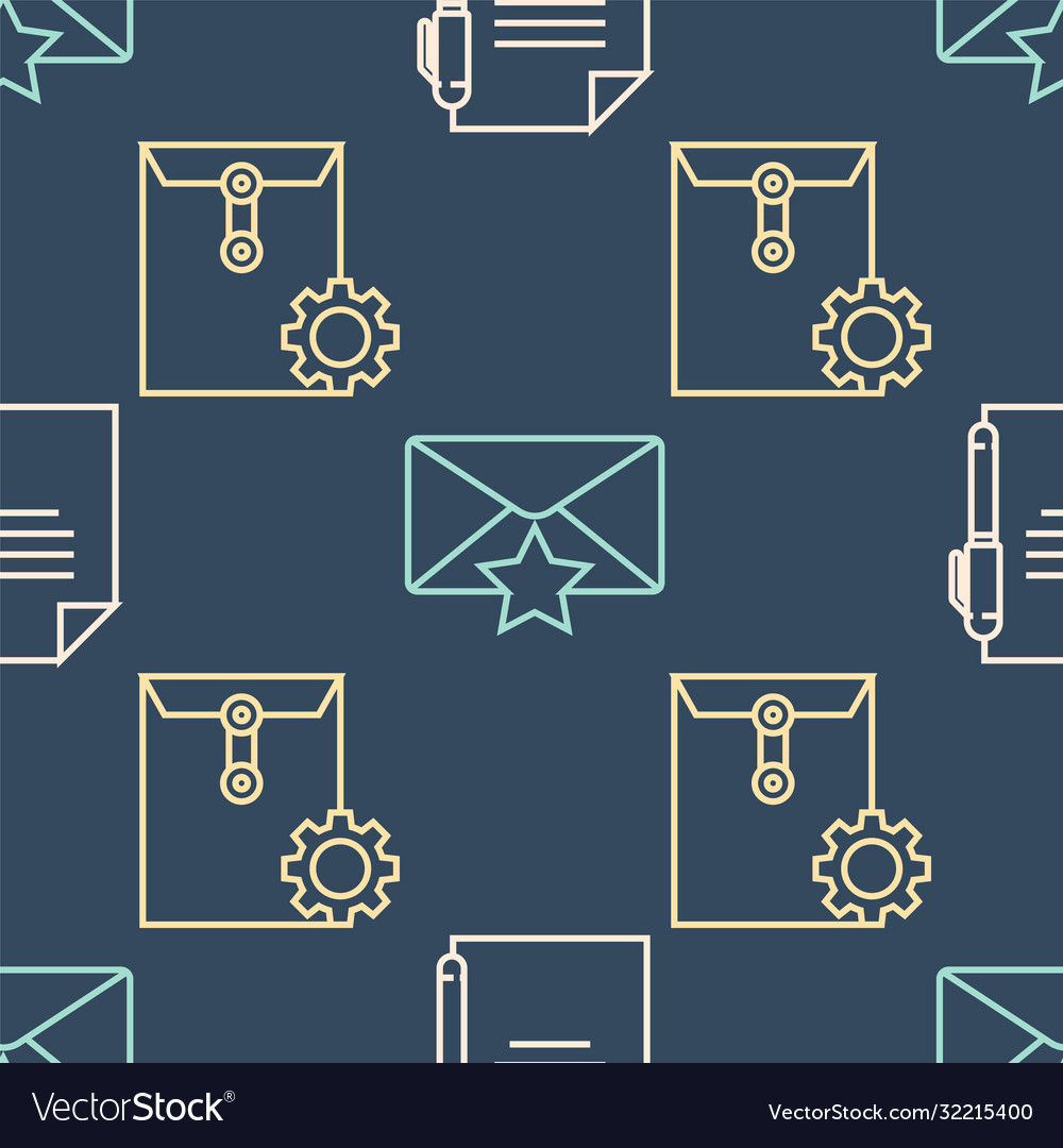 Set line document and pen envelope setting vector image Set line document and pen envelope setting