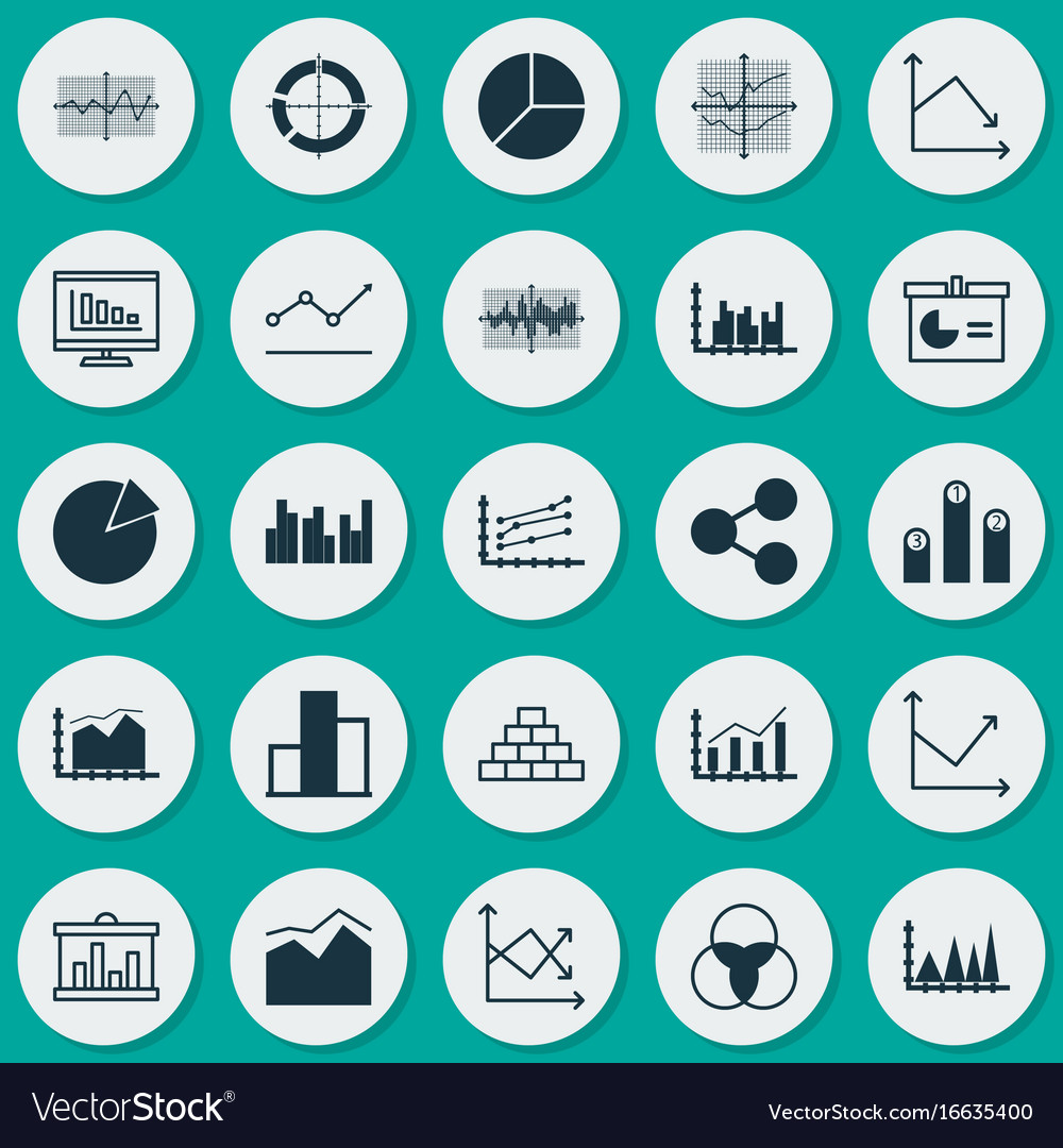 Set of graphs diagrams and statistics icons