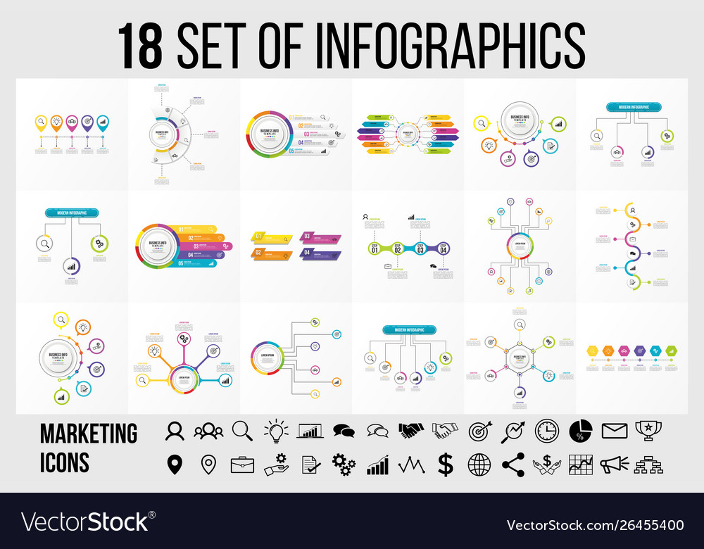 Set of infographics elements design template vector image Set of infographics elements design template