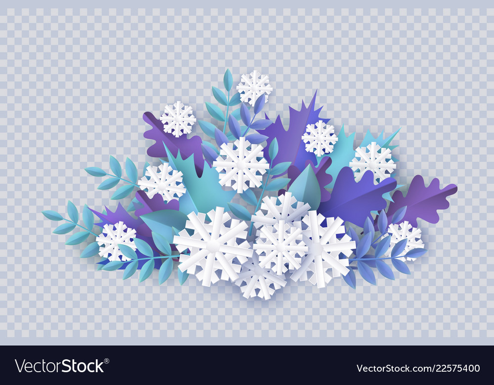 Winter background with leaves and snowflake