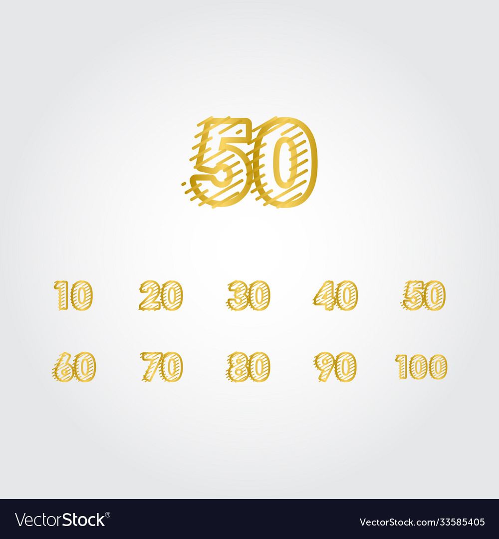 50 years anniversary gold line design set logo