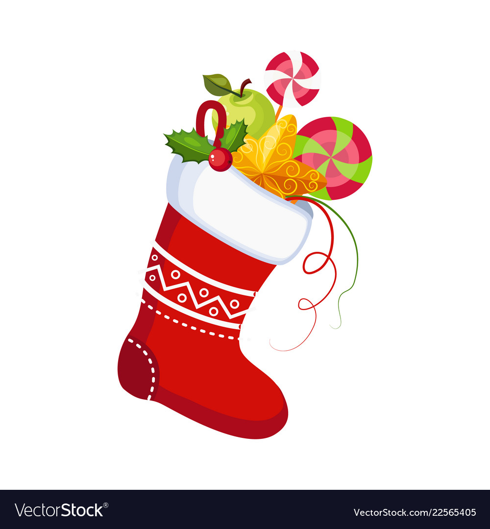 Premium Vector  Christmas sock or stockings for presents cartoon funny  sticker vector illustration