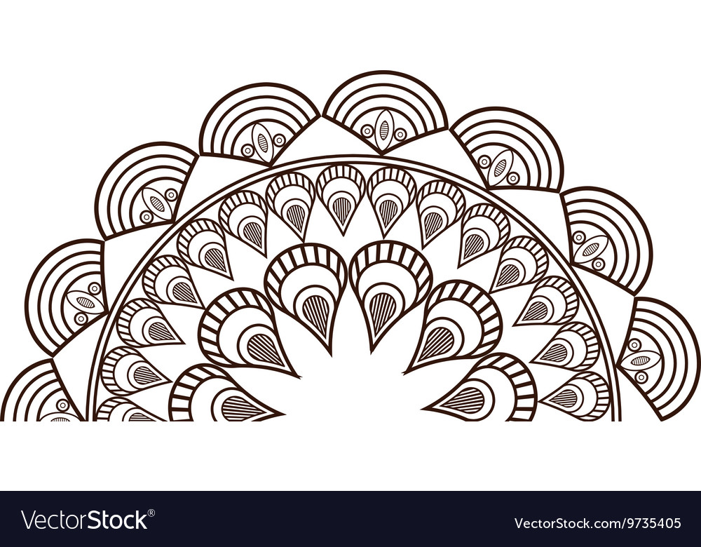 Circular decorative line half mandala icon Vector Image