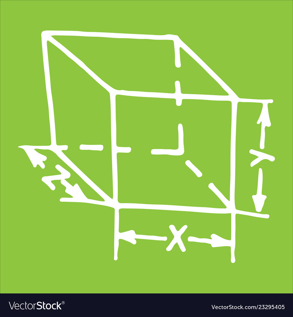 Cube sketch isolated object on white background