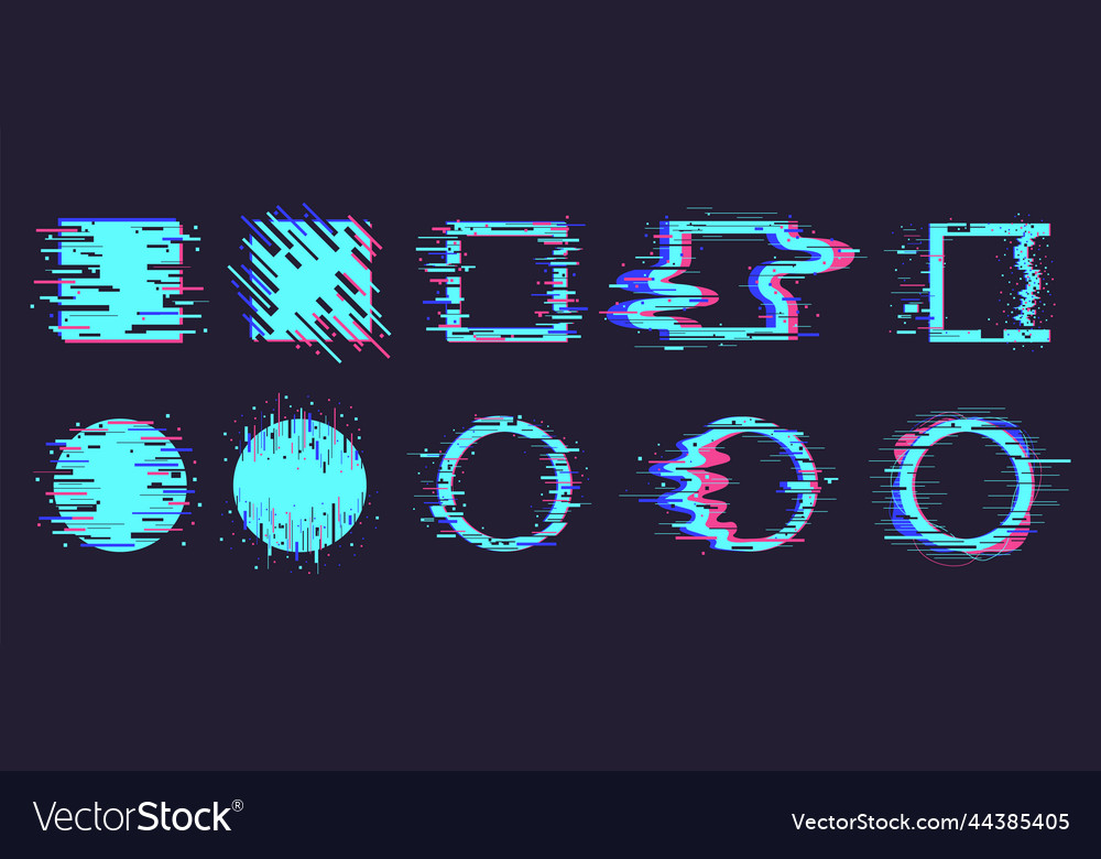Distortion dynamic square and circle elements vector image Distortion dynamic square and circle elements