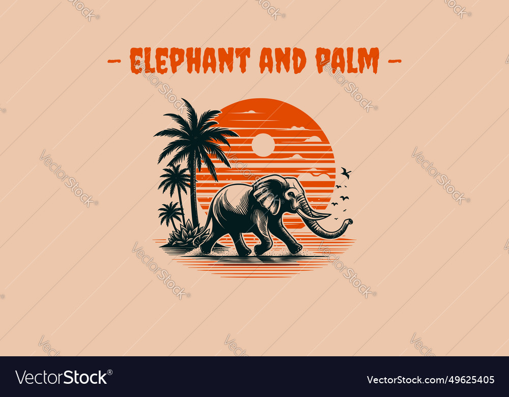 Elephant and palm artwork design