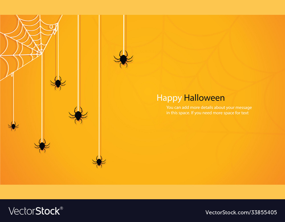 Halloween with spider web yellow background Vector Image