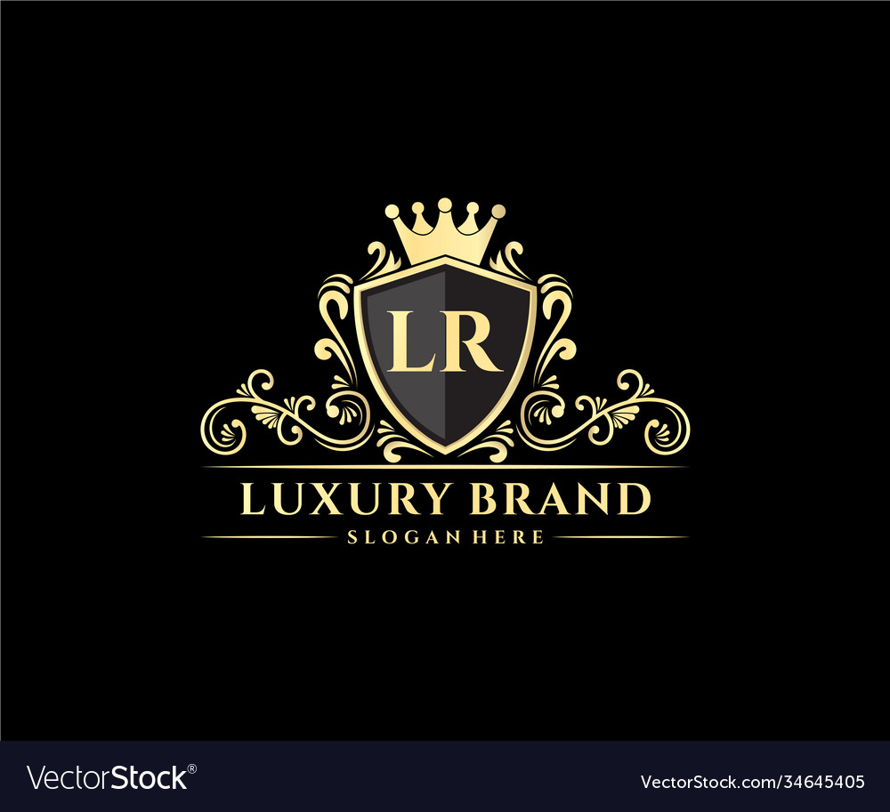 Lr initial letter gold calligraphic feminine Vector Image