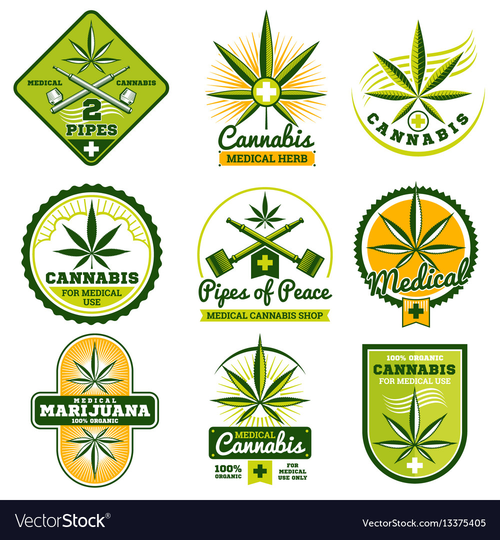 Marijuana Hashish Drug Medicine Logos And Vector Image