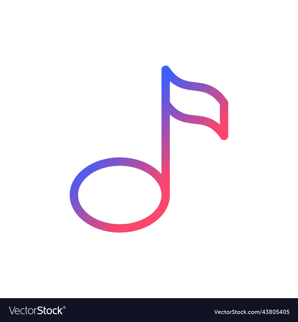 Musical note pixel perfect gradient linear ui icon vector image Musical note pixel perfect gradient linear ui icon