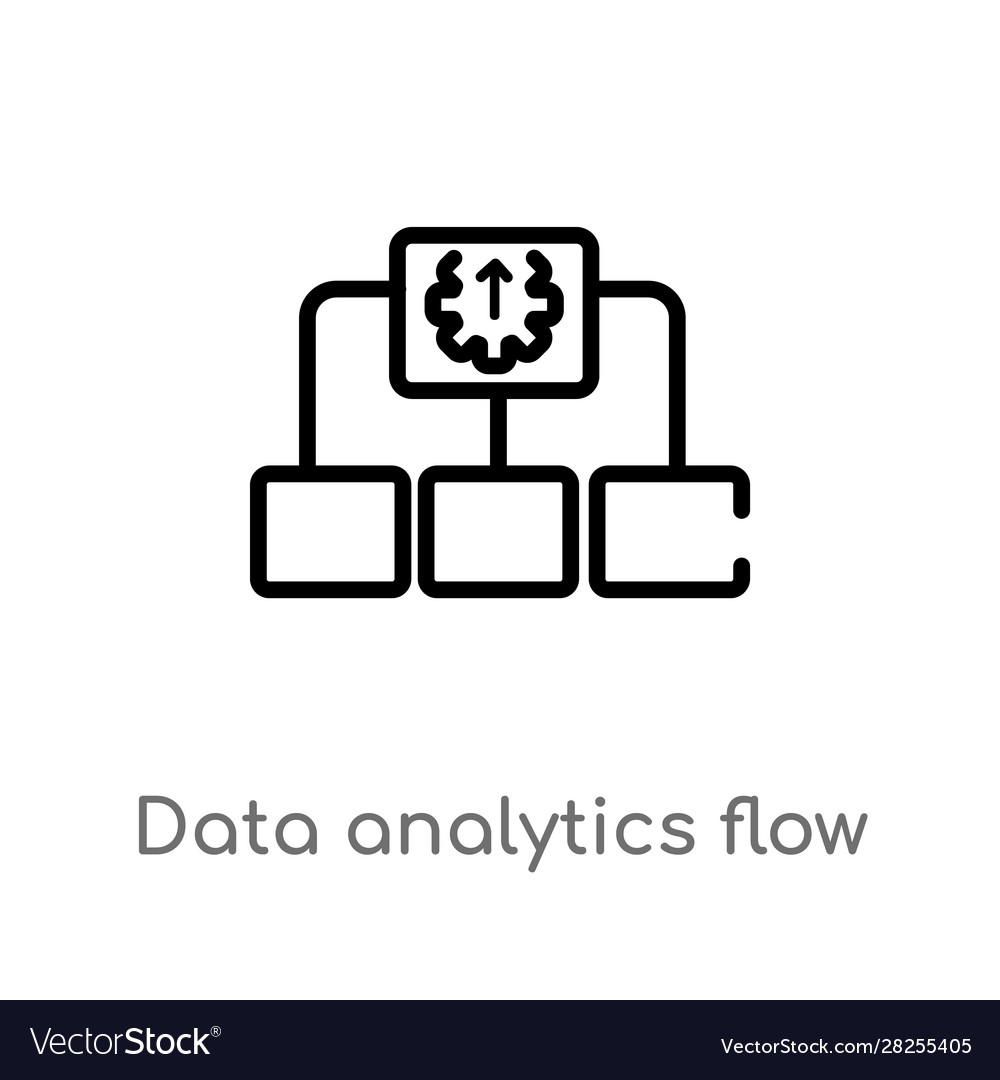 Outline data analytics flow chart icon isolated